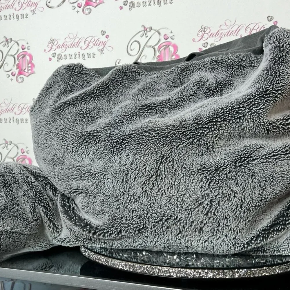 UGG pillow back rest fuzzy rest laying cushion Soft Gray Faux Fur Accessory